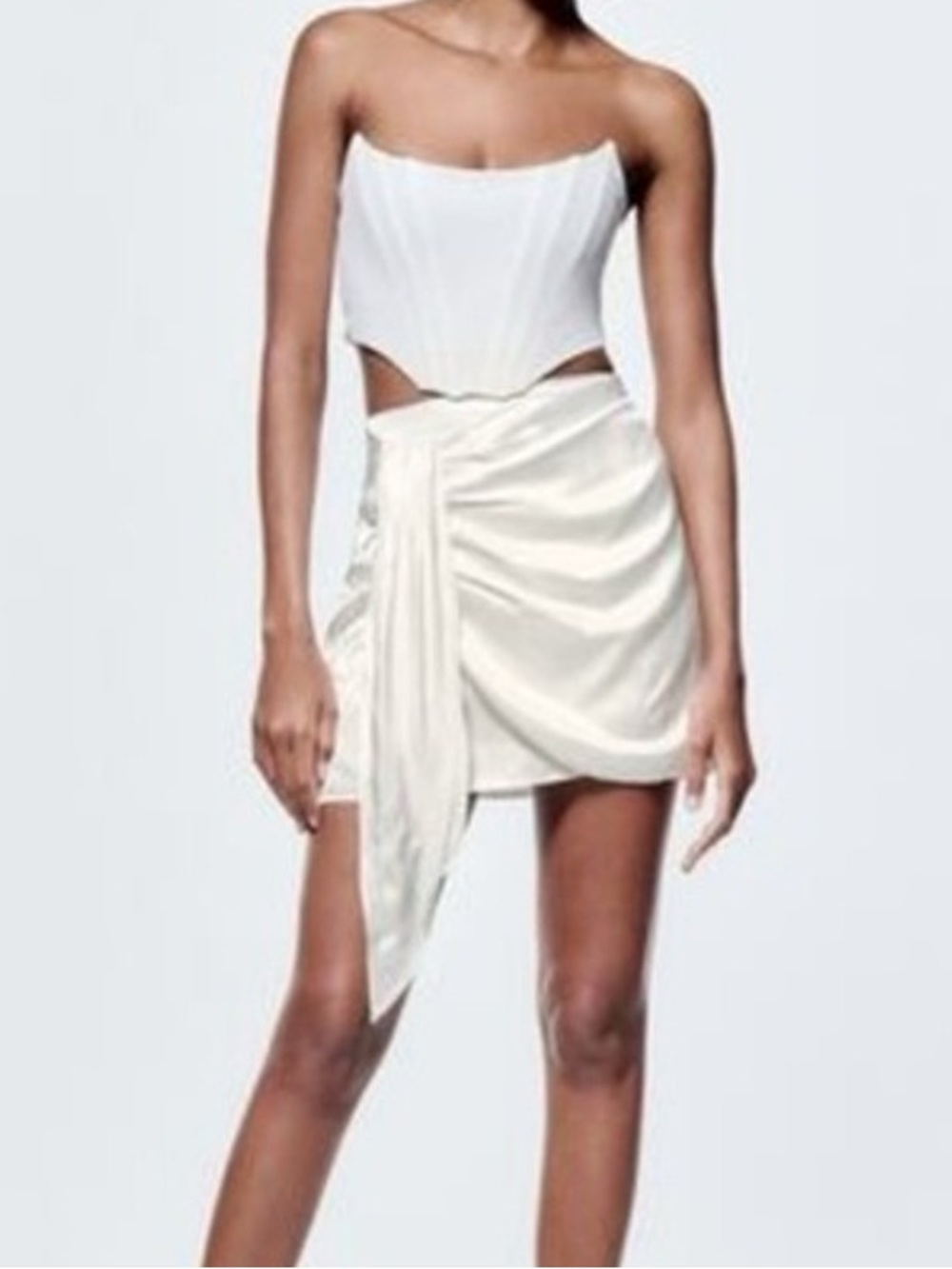 Zara Cream Draped Circle Skirt